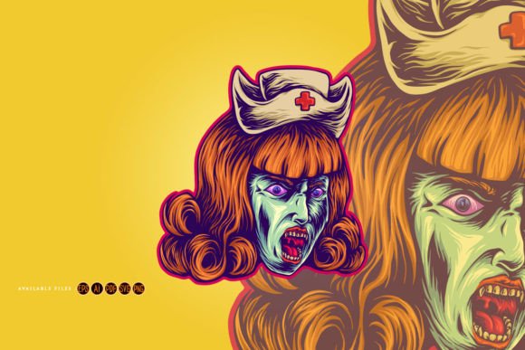 Dark Horrifying Monster Nurse Head Graphics