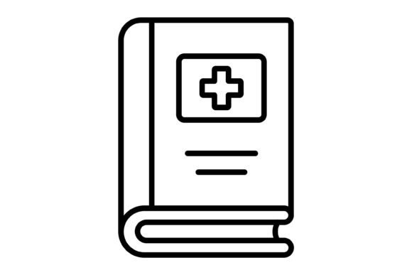 Medical Book Outline Icon: Graphics and Icons