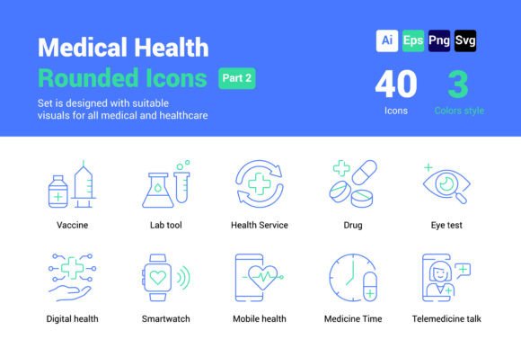 Medical Health Rounded Icons Part 2 Graphics Review