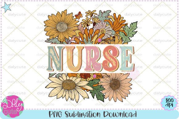 Nurse Floral PNG: Graphics for T-Shirt Designs