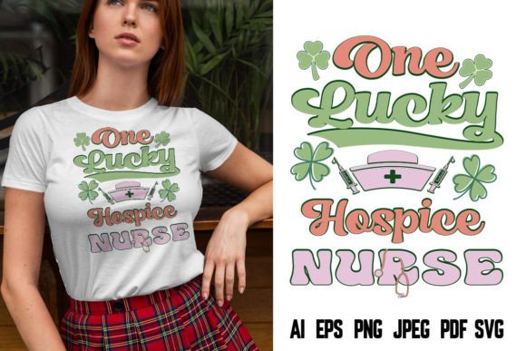 One Lucky Hospice Nurse Retro T-Shirt Graphics