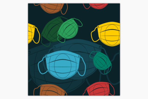 Shaped Medical Mask Dark Pattern Graphics