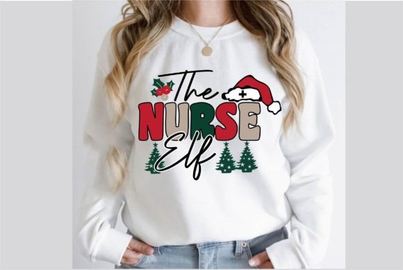The Nurse Elf Christmas T-Shirt Design Graphics